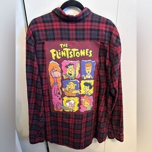 THE FLINTSTONES upcycled flannel shirt Large